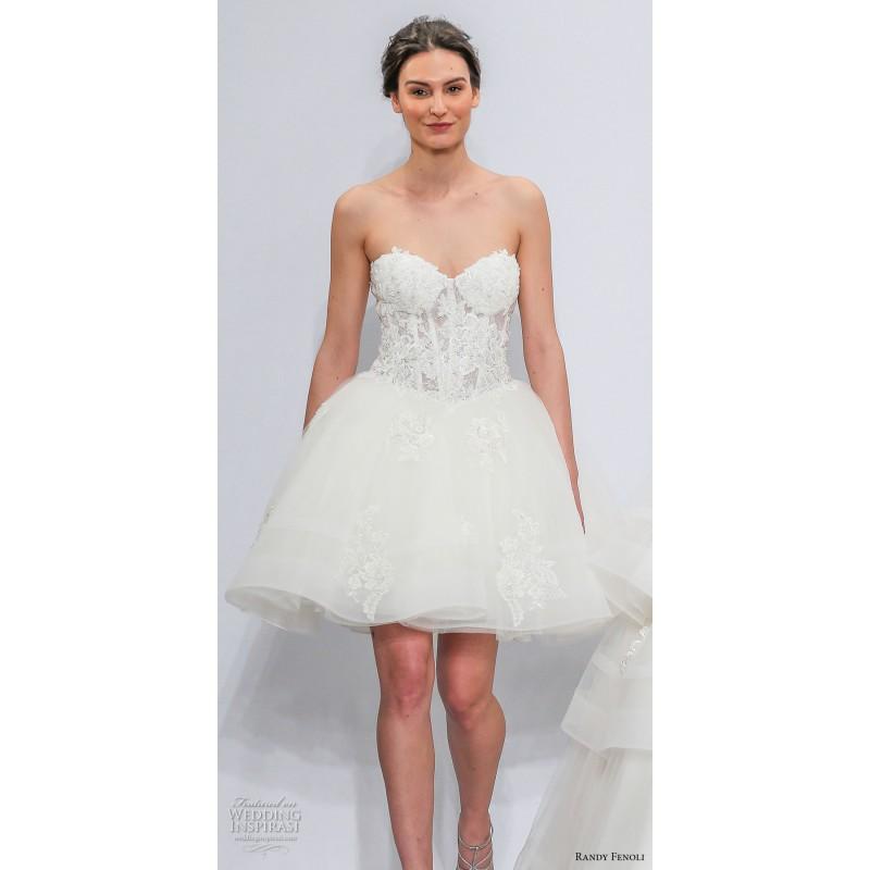 Mariage - Randy Fenoli Spring/Summer 2018 Sweetheart Sweet Ivory Ball Gown Sleeveless Mini/Short Tulle Appliques Wedding Dress - Customize Your Prom Dress