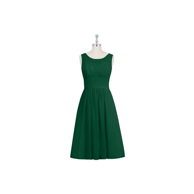 زفاف - Dark_green Azazie Skyla - Knee Length Chiffon Scoop Illusion Dress - Simple Bridesmaid Dresses & Easy Wedding Dresses