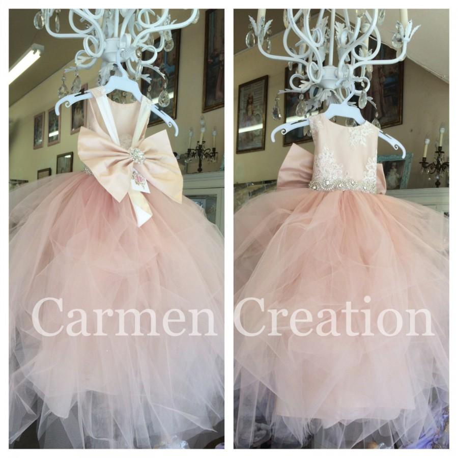 Hochzeit - Mini Bride Flower Girl Dress Blush Pink