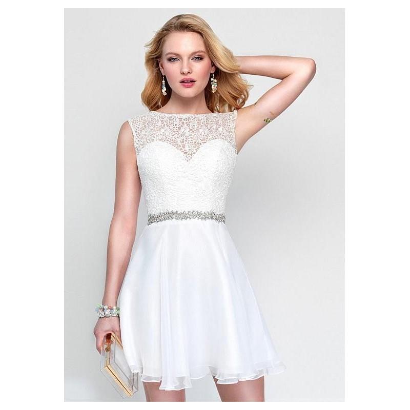 Mariage - Amazing Lace & Chiffon Bateau Neckline A-Line Short Homecoming Dresses With Beads & Rhinestones - overpinks.com
