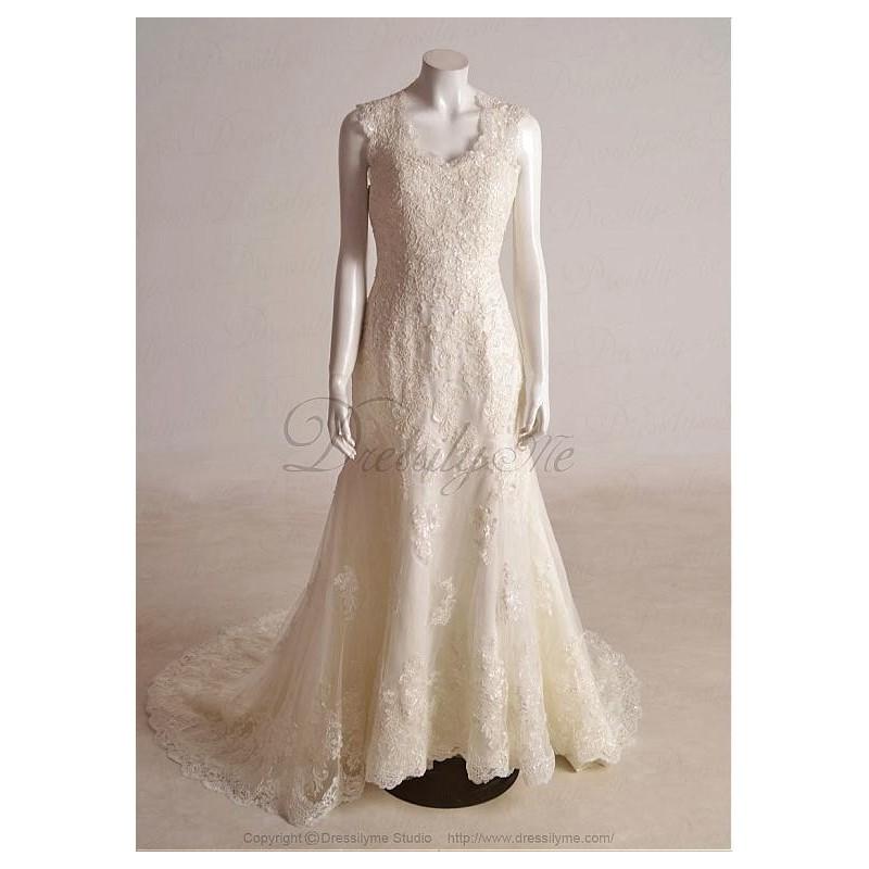 زفاف - Elegant Exquisite Tulle Sheath V-neck Wedding Dress - overpinks.com
