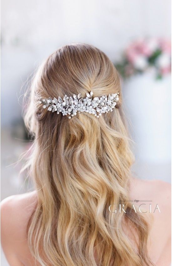 زفاف - EIRENE Silver Leaf Wedding Hair Comb Bridal Leaf Headpiece