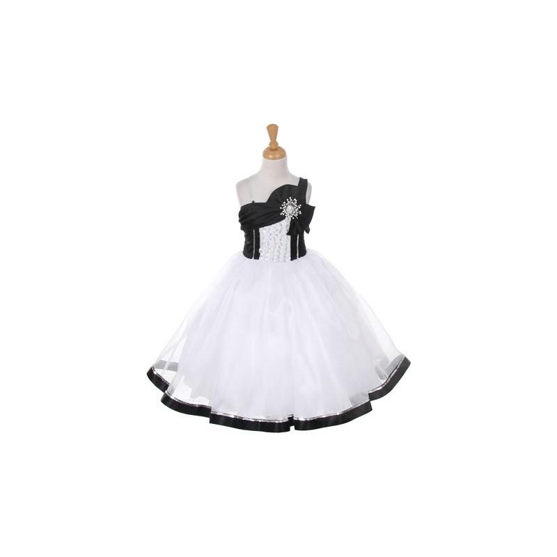 Hochzeit - White & Black One Shoulder Sparkle Organza Dress Style: D2061 - Charming Wedding Party Dresses