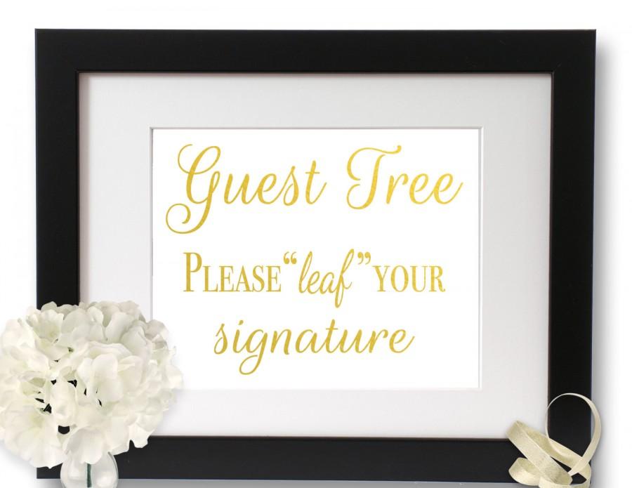 Mariage - wedding tree guest book, Please sign our guestbook, Guest Tree sign, Please leaf signature, Wedding signage, Gold Wedding, Guestbook Sign