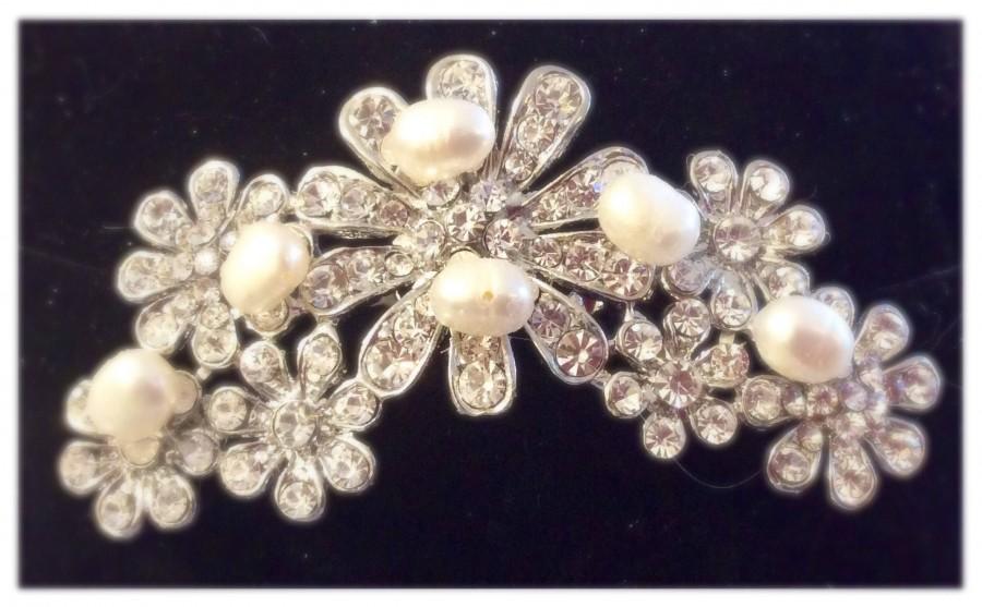 Hochzeit - WEDDING HAIR COMB Bridal Hair Accessories made with Swarovski Crystals and Freshwater Pearls Runway Hair Accessories Prom HairCombs