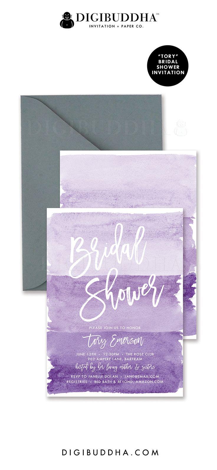 Свадьба - "Tory" Purple Watercolor Bridal Shower Invitation