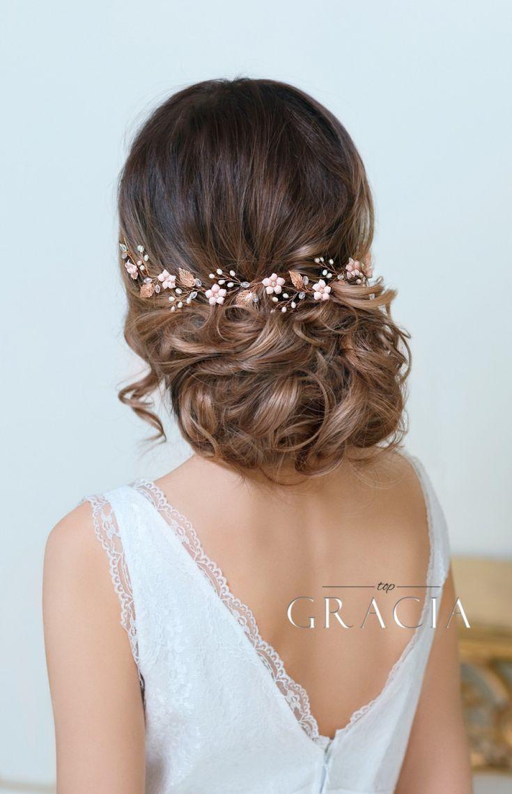 زفاف - KORE Blush Rose Gold Bridal Flower Tiara Crown Flower Girl Headband