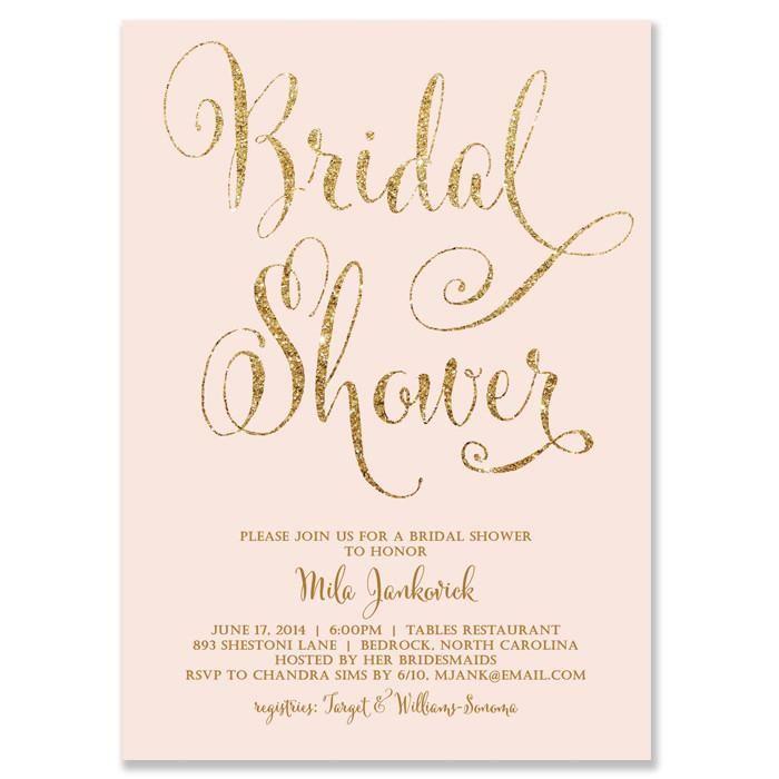 Свадьба - "Mila" Blush   Gold Glitter Bridal Shower Invitation