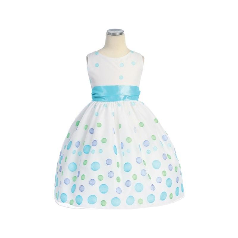 Hochzeit - White/Aqua Multicolored Polka Dot Embroidered Organza Dress Style: D3840 - Charming Wedding Party Dresses