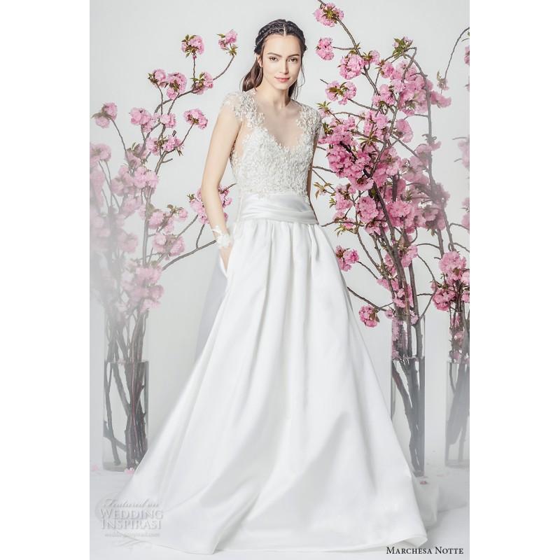 زفاف - Marchesa Notte Spring/Summer 2018 Aline Beading Open Back Bridal Dress Open Back Aline Sleeveless Beading Satin Bridal Dress - Stunning Cheap Wedding Dresses