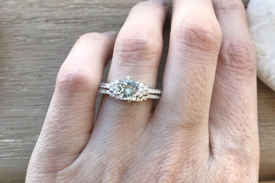 Mariage - Aquamarine Bridal Set Ring- Aquamarine Promise Ring- Engagement and Wedding Ring- Prong Round Aquamarine Ring- March Birthstone Ring