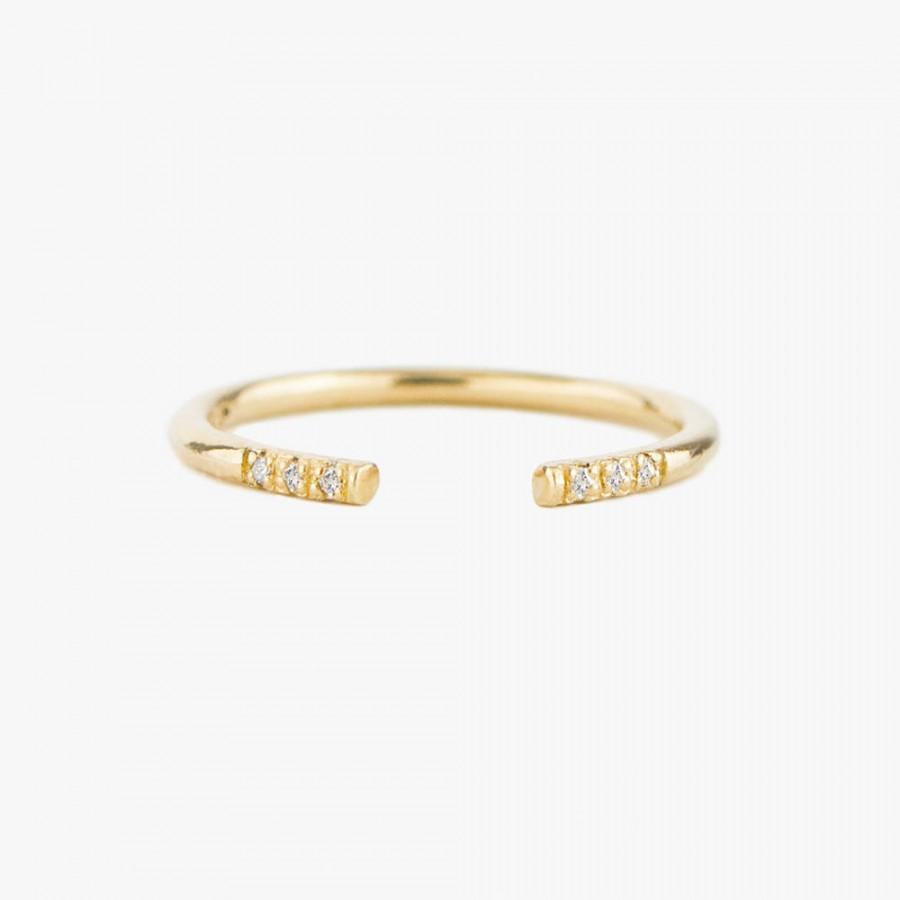 Mariage - Diamond Cuff Ring, Stacking Ring, Half Eternity Ring, Wedding Band, Wedding Ring, Engagement Ring, Solid Gold Ring, 14K Gold Ring