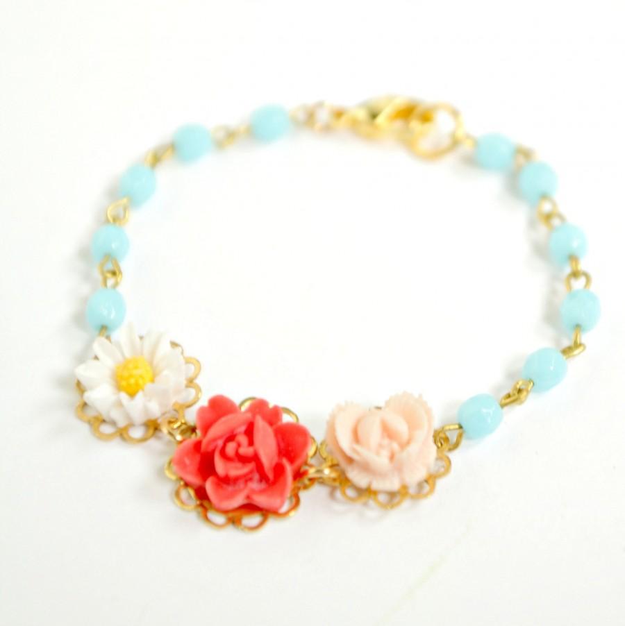 زفاف - Flower Girl Rose Bracelet, Flower Girl Jewelry, Flower bracelet, Children Bracelet
