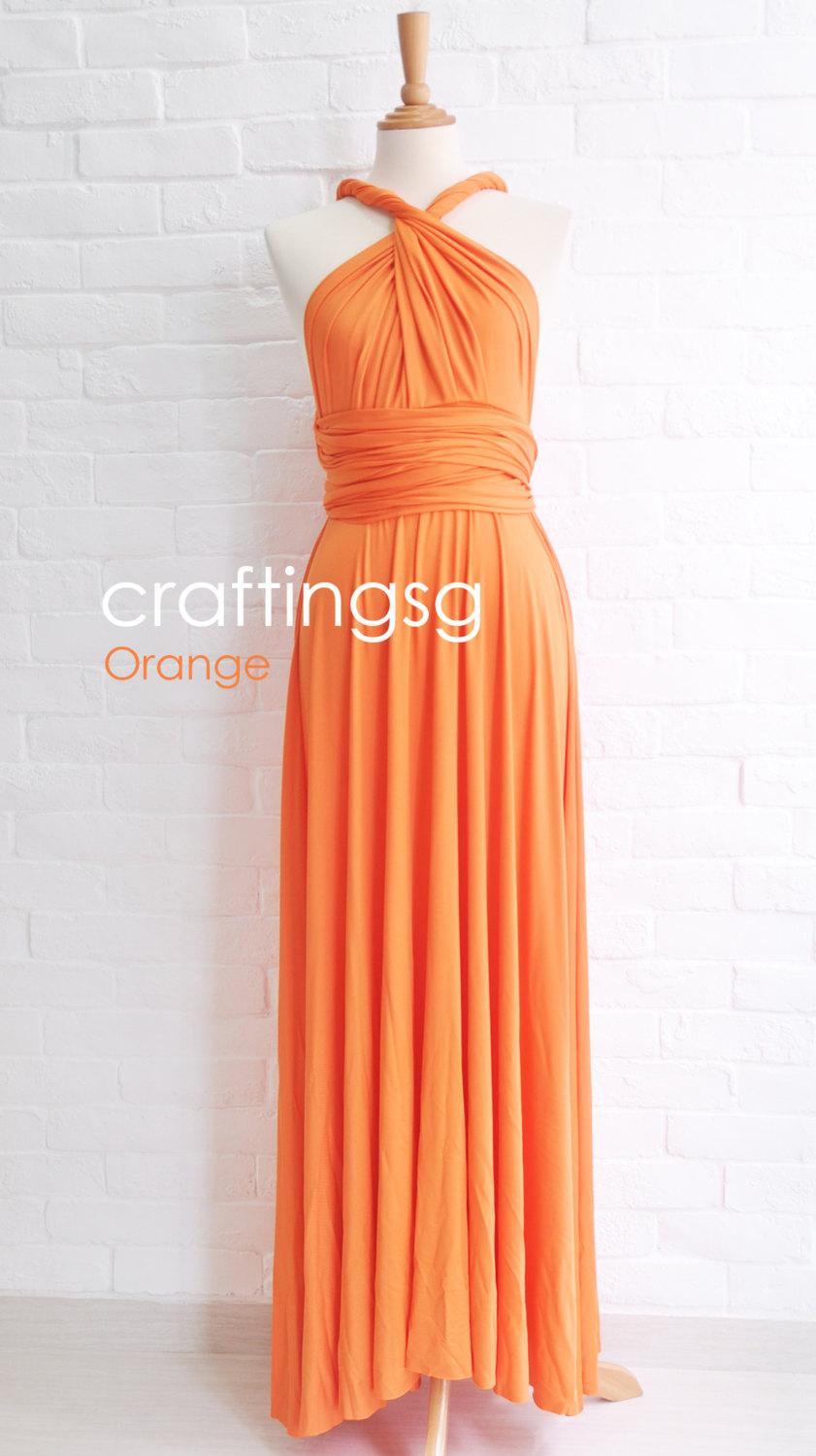 Wedding - Bridesmaid Dress Orange Maxi Floor Length, Infinity Dress, Prom Dress, Multiway Dress, Convertible Dress, Maternity - 26 colors