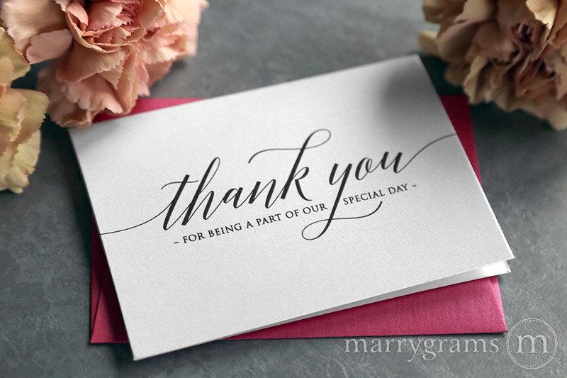 Hochzeit - Wedding Thank You Note Card Set - Cute Thank You for Being a Part of Our Special Day Vendor, Florist, Caterer, DJ, Venue etc (Set of 5) CS13