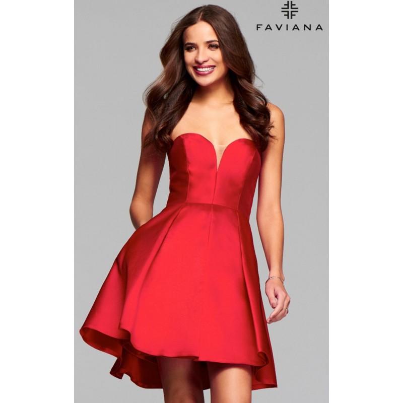 زفاف - Red Strapless Mikado Dress by Faviana - Color Your Classy Wardrobe