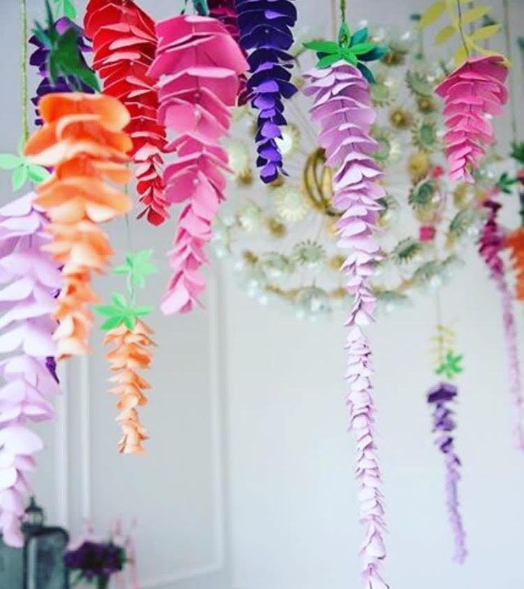 Hochzeit - Wisteria Paper Flowers, Hanging Wedding Flowers, SVG Paper Flower Cut Files, Flower Templates and Tutorial, Wedding Paper Flowers