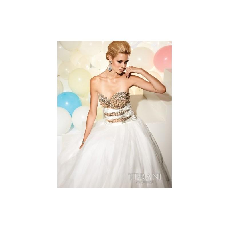 زفاف - Terani Strapless Evening Dress with Beaded Bodice P701 - Brand Prom Dresses