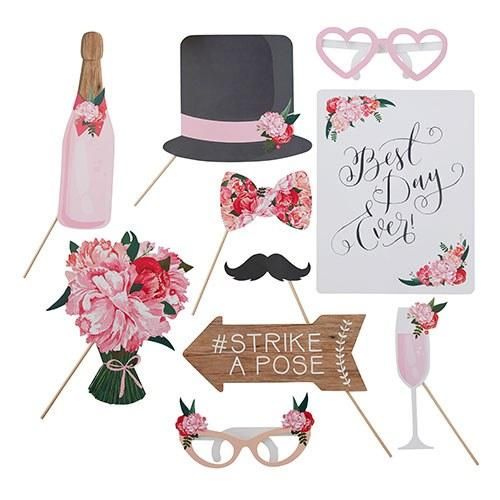 Mariage - Floral Wedding Reception Party Photo Booth Prop Set
