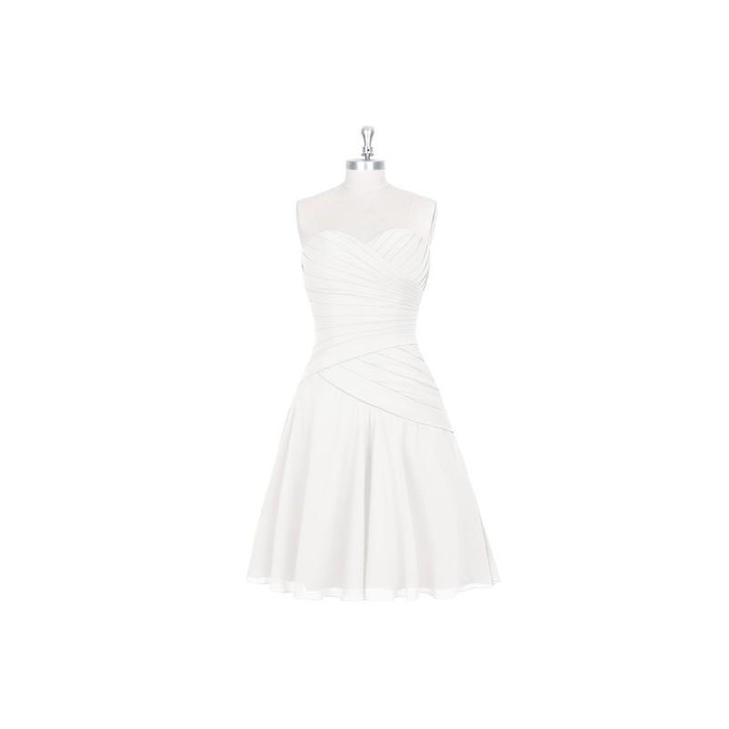 زفاف - Ivory Azazie Sofia - Back Zip Knee Length Chiffon Sweetheart Dress - Simple Bridesmaid Dresses & Easy Wedding Dresses