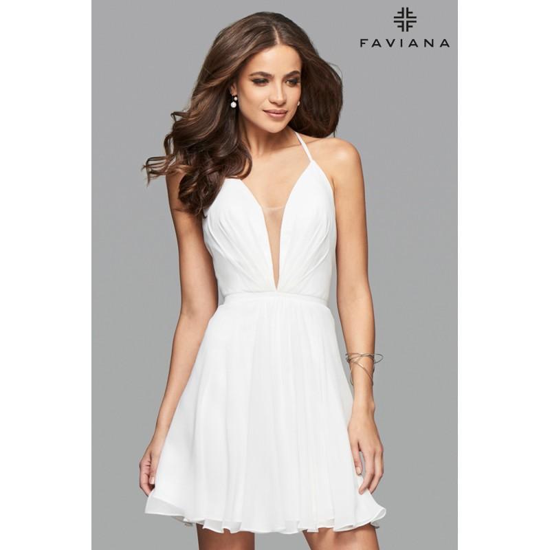 زفاف - Ivory Open Back Mini Dress by Faviana - Color Your Classy Wardrobe