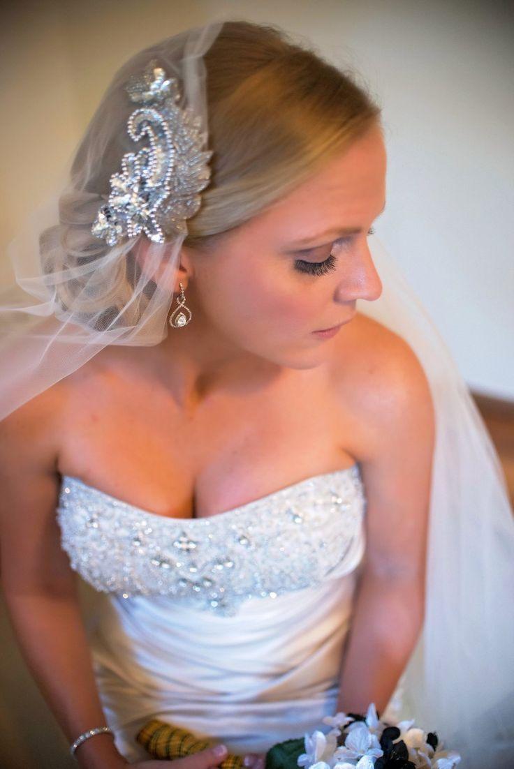 زفاف - ELEGANCE - Juliet Cap Beaded Wedding Veil, Cathedral Veil With Blusher