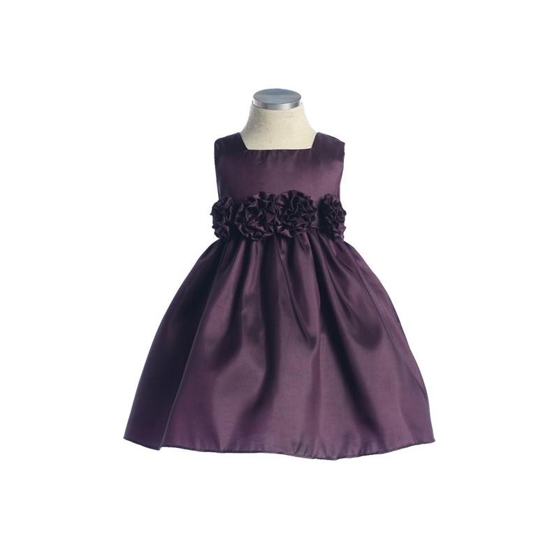 Mariage - Plum Flower Girl Dress - Taffeta Dress w/ Flower Cummerbund Style: D3030 - Charming Wedding Party Dresses