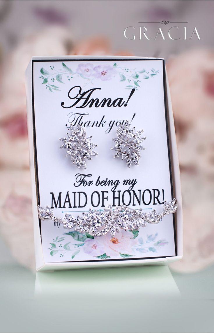 Wedding - ROXANE Personalized Bridesmaids Thank You Gift For Maid Of Honor Jewelry Set