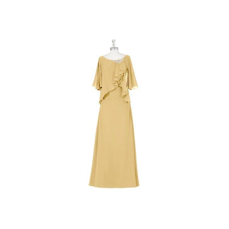 Wedding - Gold Azazie Lucille MBD - Side Zip Chiffon Floor Length Scoop Dress - Charming Bridesmaids Store