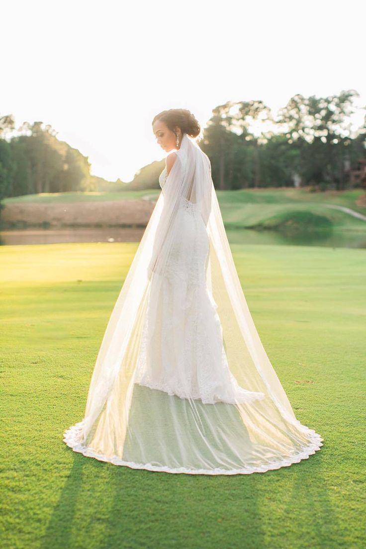 زفاف - JOY - Long Cathedral Wedding Veil With Lace Trim