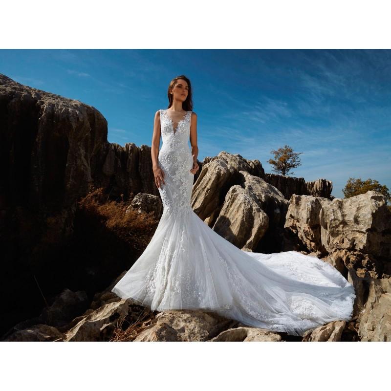 زفاف - Tony Ward Fall/Winter 2018 Prose Cathedral Train Elegant Ivory Sleeveless Mermaid Illusion Appliques Lace Wedding Gown - Fantastic Wedding Dresses