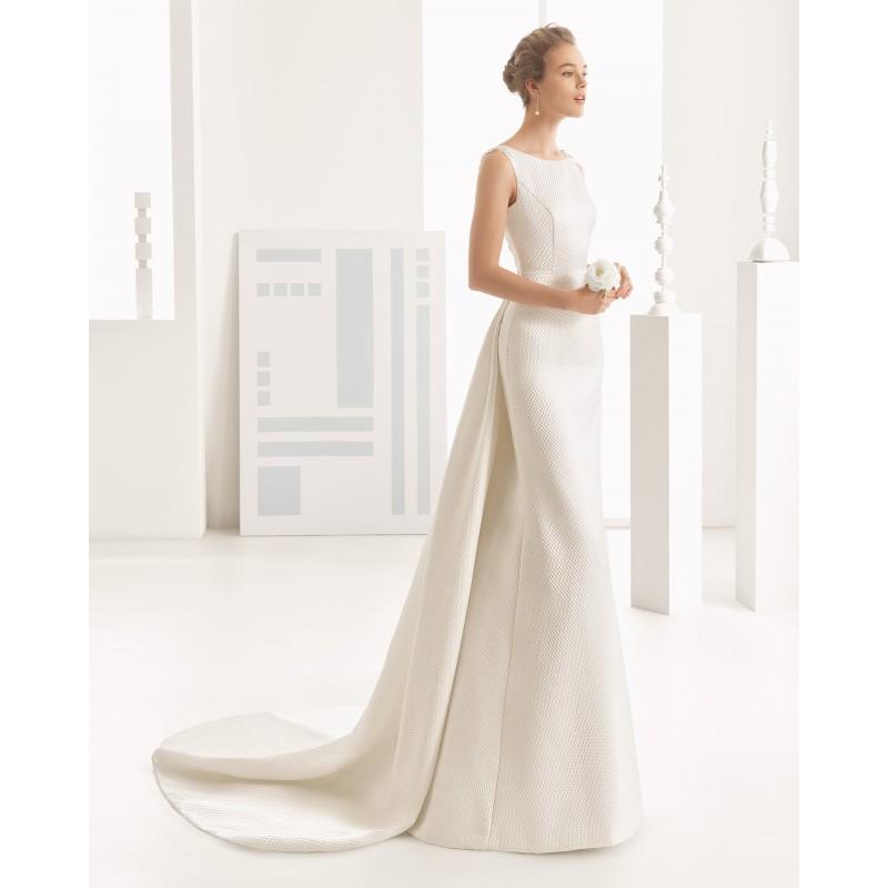 زفاف - Rosa Clara 2017 Navas Ivory Elegant Chapel Train Bateau Sleeveless Column Hand-made Flowers Bridal Gown - Customize Your Prom Dress