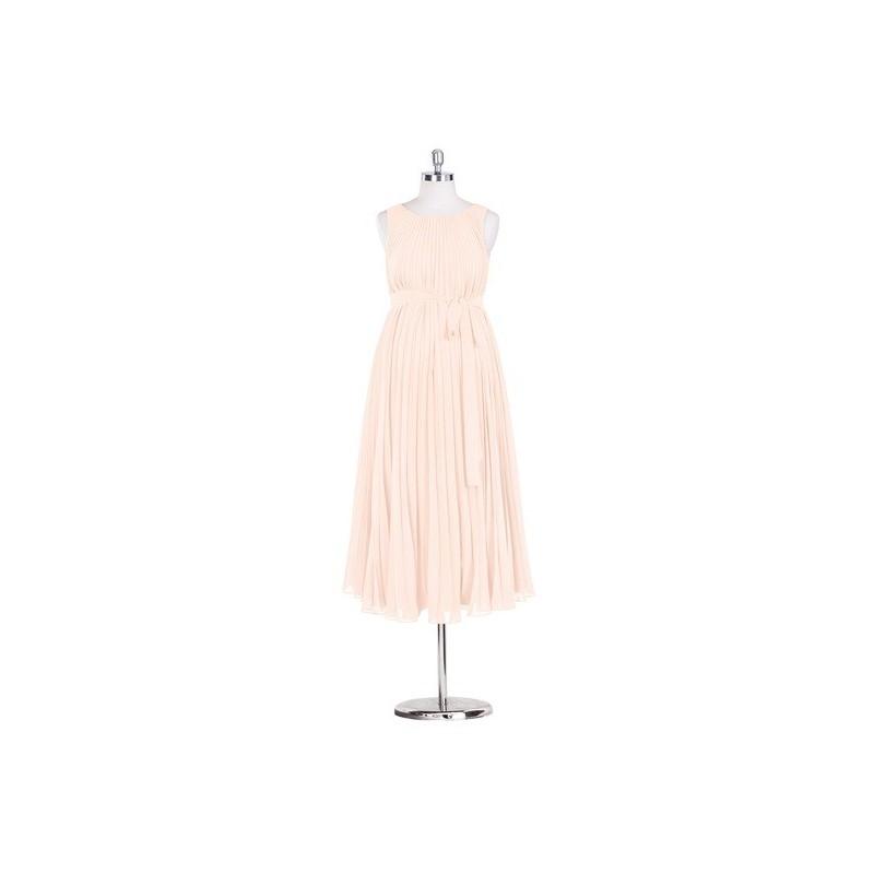 زفاف - Pearl_pink Azazie Joanna - Scoop Stretch Knit Back Zip Tea Length Chiffon Dress - Simple Bridesmaid Dresses & Easy Wedding Dresses