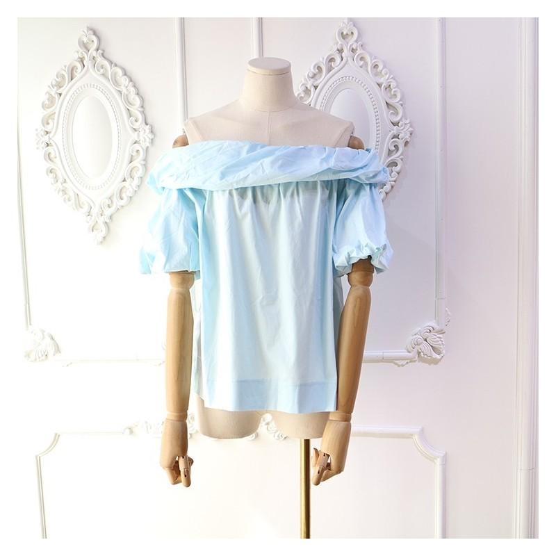 Mariage - Must-have Oversized Bateau One Color Summer Short Sleeves Blouse Top - Discount Fashion in beenono