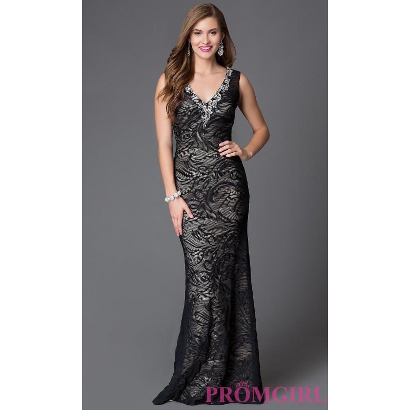 Mariage - Open Back Lace Xcite Prom Dress with V-Neck and Jewel Accents - Brand Prom Dresses