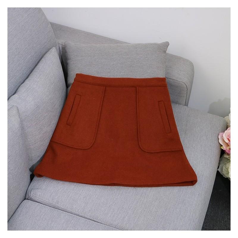 زفاف - Must-have Curvy Pocket Zipper Up One Color Skirt - Discount Fashion in beenono