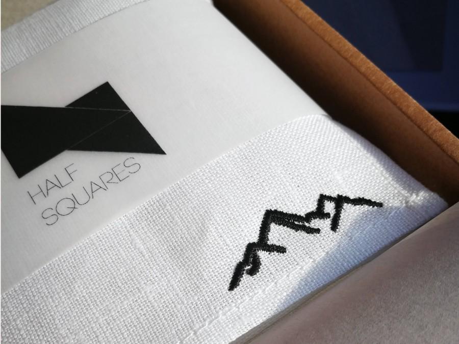 Mariage - Embroidered mountains, men gift idea, handkerchief for mountain lover, wedding gift, hankerchief, linen pocket square, dating anniversary
