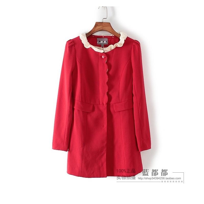زفاف - Vintage Attractive White Long Sleeves Red Coat - Lafannie Fashion Shop