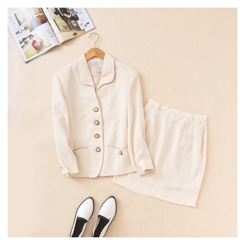 Mariage - Attractive Slimming Long Sleeves Fall Twinset Skirt Coat - Discount Fashion in beenono