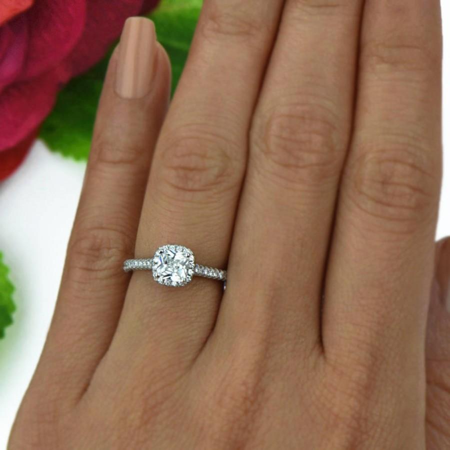 زفاف - 1 ctw Classic Halo Promise Ring, Half Eternity Bridal Ring, Princess Cut Man Made Diamond Simulants, Engagement Ring, Sterling Silver