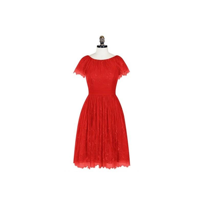 زفاف - Red Azazie Phoebe - Back Zip Scoop Knee Length Chiffon And Lace Dress - Simple Bridesmaid Dresses & Easy Wedding Dresses