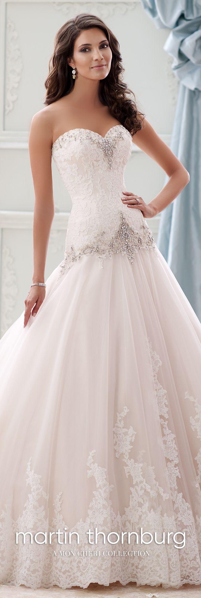 Wedding - Beaded Dropped-Waist Taffeta Ball Gown Wedding Dress- 115228 Ocean