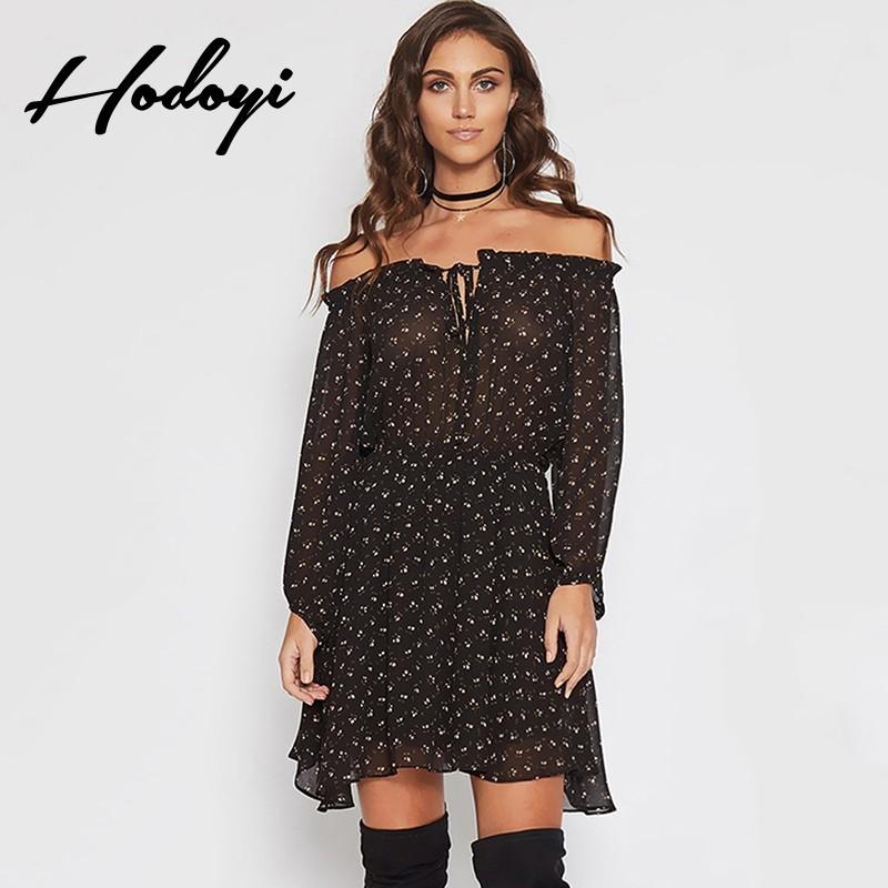 Свадьба - Vogue Sexy Hollow Out Bateau High Waisted Floral Fall Tie 9/10 Sleeves Dress - Bonny YZOZO Boutique Store