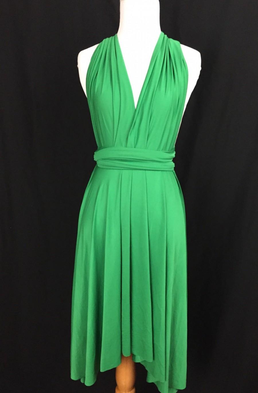 Hochzeit - Green dress，Bridesmaid Dress , Infinity Dress,Knee Length Wrap Convertible Dress.Party dress-A31#
