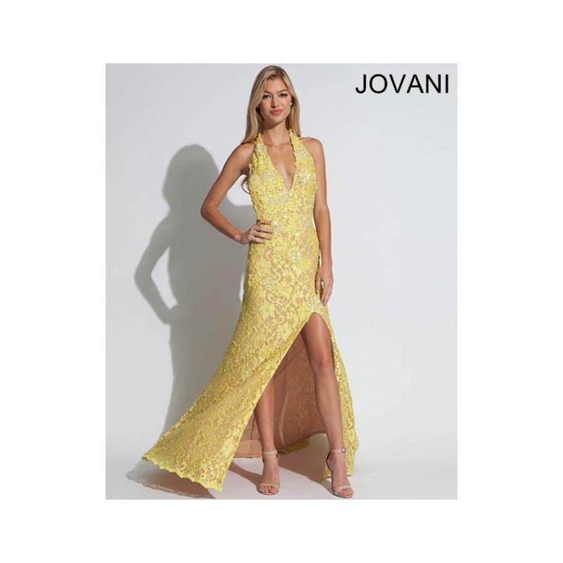 زفاف - Classical Cheap New Style Jovani Prom Dresses  90561 Yellow Lace New Arrival - Bonny Evening Dresses Online 
