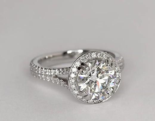 Hochzeit - A Flawless 4.8CT Round Cut Russian Lab Diamond Halo Split Shank Ring