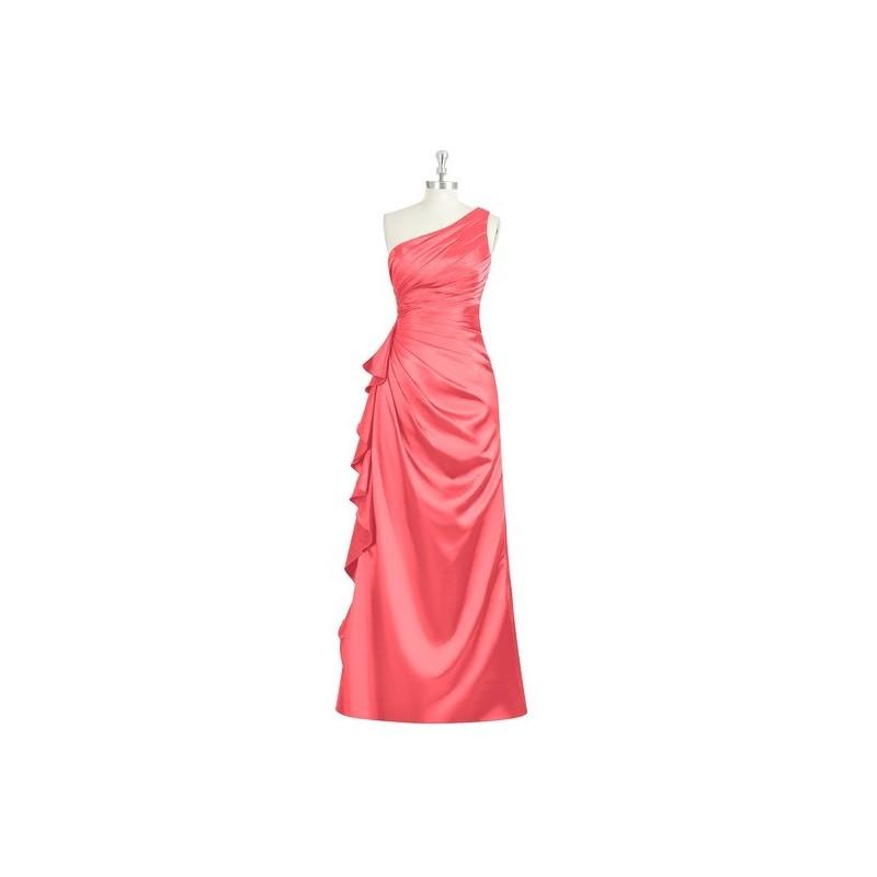 Mariage - Watermelon Azazie Kamila - One Shoulder Charmeuse Floor Length Side Zip Dress - Simple Bridesmaid Dresses & Easy Wedding Dresses