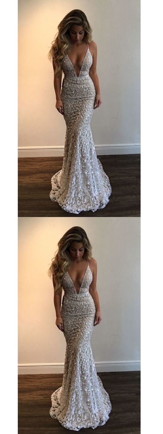 زفاف - Sexy Prom Dresses Trumpet/Mermaid Spaghetti Straps Long Prom Dress/Evening Dress JKL192