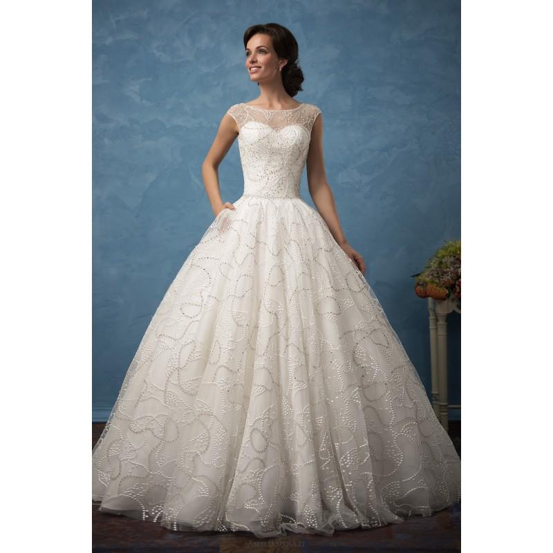 Hochzeit - Amelia Sposa 2017 Vanessa Vogue Cap Sleeves Ivory Chapel Train Lace Beading Illusion Spring Ball Gown Wedding Dress - Elegant Wedding Dresses