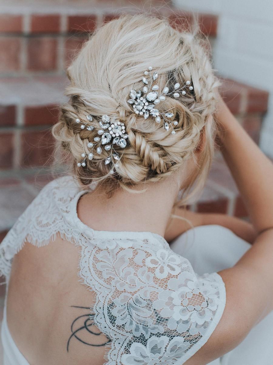 Hochzeit - Wedding Hair Accessories, Bridal Hair Pin, Bridal Hair Accessories, Bridal Headpiece ~ "Carmen" Wedding Hair Pin in Silver or Gold